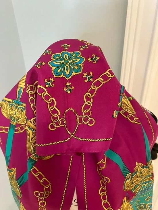 Betmar Pink - Gold - Green- Patterned Scarf | Made in Italy | Like New - Picture 3 of 8